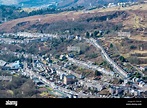 The valley town of Tylorstown in the Rhonda Fach Valley, South Wales ...
