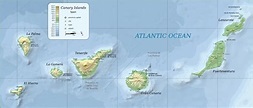 Canary Islands physical map - Ontheworldmap.com