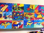 tiere mit Wasserfarben inspiriert durch Franz Marc, 4. klasse | Franz ...