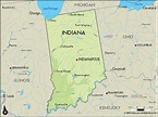 Geographical Map of Indiana and Indiana Geographical Maps
