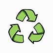 Doodle símbolo de flecha de reciclaje, utilizando recursos reciclados ...