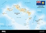 Islas Turcas y Caicos mapa de vectores con pabellón 2.eps Imagen Vector ...