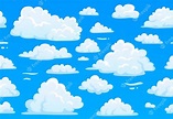 Premium Vector | Cartoon blue cloudy sky. horizontal seamless pattern ...