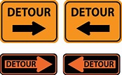Traffic Detour sign on white background. Detour symbol. flat style ...