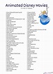 Free Disney Movies List of 400+ Films on Printable Checklists | Disney ...