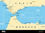 Stretto di Gibilterra, mappa politica. Conosciuto anche come stretto di ...