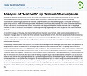 Analysis of “Macbeth” by William Shakespeare Essay Example | StudyHippo.com