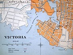 1915 Antique City Map of Victoria British Columbia Canada