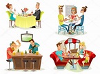 Restaurant Cafe Bar People 4 Icons — Stock Vector © macrovector #120866616