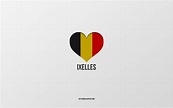I Love Ixelles, Belgian cities, Day of Ixelles, gray background ...