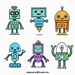 Colección personaje de robot dibujado a mano | Vector Premium