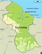 Grande mapa físico de Guyana con principales ciudades | Guyana ...
