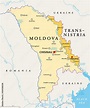 Moldova and Transnistria, political map. Republic of Moldova, with ...