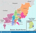 Mapa De Corea Del Sur De Busan Ilustración del Vector - Ilustración de ...