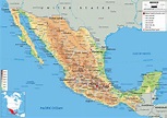 Large size Physical Map of Mexico - Worldometer