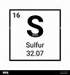 Sulfur atom element periodic table icon. Vector sulfur symbol chemistry ...