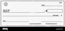 Blank template of the bank check. Checkbook cheque page with empty ...