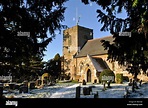 St. Leonard`s Church in winter, Priors Marston, Warwickshire, England ...
