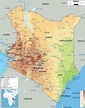 Large physical map of Kenya with roads, cities and airports | Kenya ...