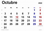 Calendario octubre 2022 en Word, Excel y PDF - Calendarpedia
