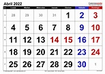 Calendario abril 2022 en Word, Excel y PDF - Calendarpedia