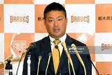 Shuichi Murata of Tochigi Golden Braves attends a press conference on ...