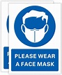 2 Pack Safety Sign -"PLEASE WEAR A FACE MASK"，Self Adhesive Sticker ...