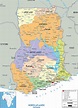 Large political and administrative map of Ghana with roads, cities and ...