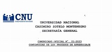 Comunicado No. 01-2023 | Universidad Nacional Casimiro Sotelo ...