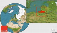 Satellite Location Map of Kaliningrad, highlighted country