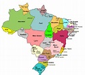 Map of the 26 Brazilian states and the Federal District of Brasilia ...