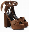 Saint Laurent Bianca 125 Suede Platform Sandals in Brown - Lyst