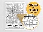 Printable Map of Grand Rapids MI With Street Names Michigan - Etsy