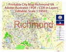 Richmond PDF Map Vector Virginia Printable exact detailed City Plan ...