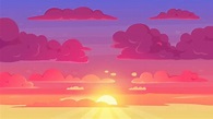Premium Vector | Cartoon sunset sky. gradient violet and yellow sky ...
