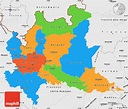 Political Simple Map of Lombardia, single color outside, borders and labels