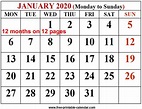 Monthly Print Calendars Templates 2020 Multiple Months Per Page ...