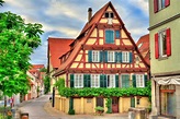 Typical half-timbered houses in Tubingen - Baden Wurttemberg, Germany ...