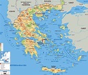 Mapa físico grande de Grecia, con carreteras, ciudades y aeropuertos ...