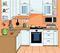 interior de cocina con muebles. ilustración vectorial de dibujos ...