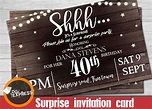 surprise party invitations Chalkboard gold glitter surprise party ...