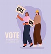 Dibujos animados de mujeres con diseño de carteles de voto, día de las ...