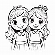 Two Sisters Coloring Pages Outline Sketch Drawing Vec - vrogue.co