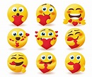 Emoticon in love emojis vector set. Valentine emoticons character with ...