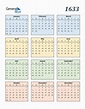 Free 1633 Calendars in PDF, Word, Excel