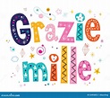 Grazie Mille Thank You Very Much In Italian Lettering Design Stock ...