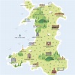 Map Of Wales Print By Pepper Pot Studios | Wales map, Illustrated map ...