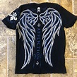 Affliction Affliction Men Black Wings Cross Distressed Graphic T-shirt ...