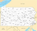Large administrative map of Pennsylvania state with major cities ...