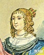 Old color lithography portrait of Anne of Austria. Ana María Mauricia de Austria y Austria ...